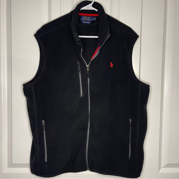 Polo Ralph Lauren Fleece Performance Vest Size XL Black Full Zip Preppy Golf Men - Picture 1 of 8